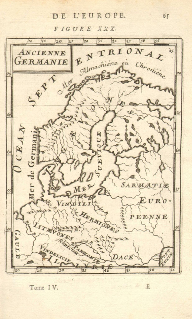 NORTHERN/CENTRAL EUROPE Scandinavia Tribes 'Ancienne Germanie'. MALLET 1683 map