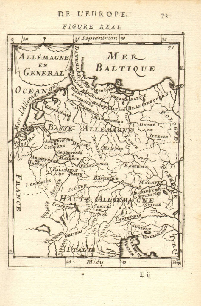 GERMANY. Showing German states. 'Allemagne en General'. MALLET 1683 old map