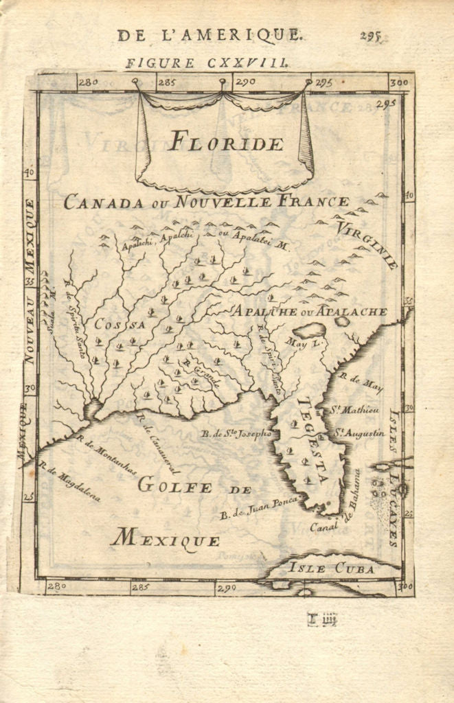 SE USA. Florida as'Tegesta', Mississippi River 'Spiritu Santo'. MALLET 1683 map