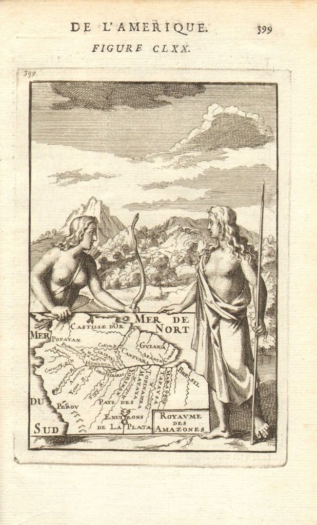 AMAZON BASIN. Amazonas. Tributaries. Amerindians. Brazil &c. MALLET 1683 map