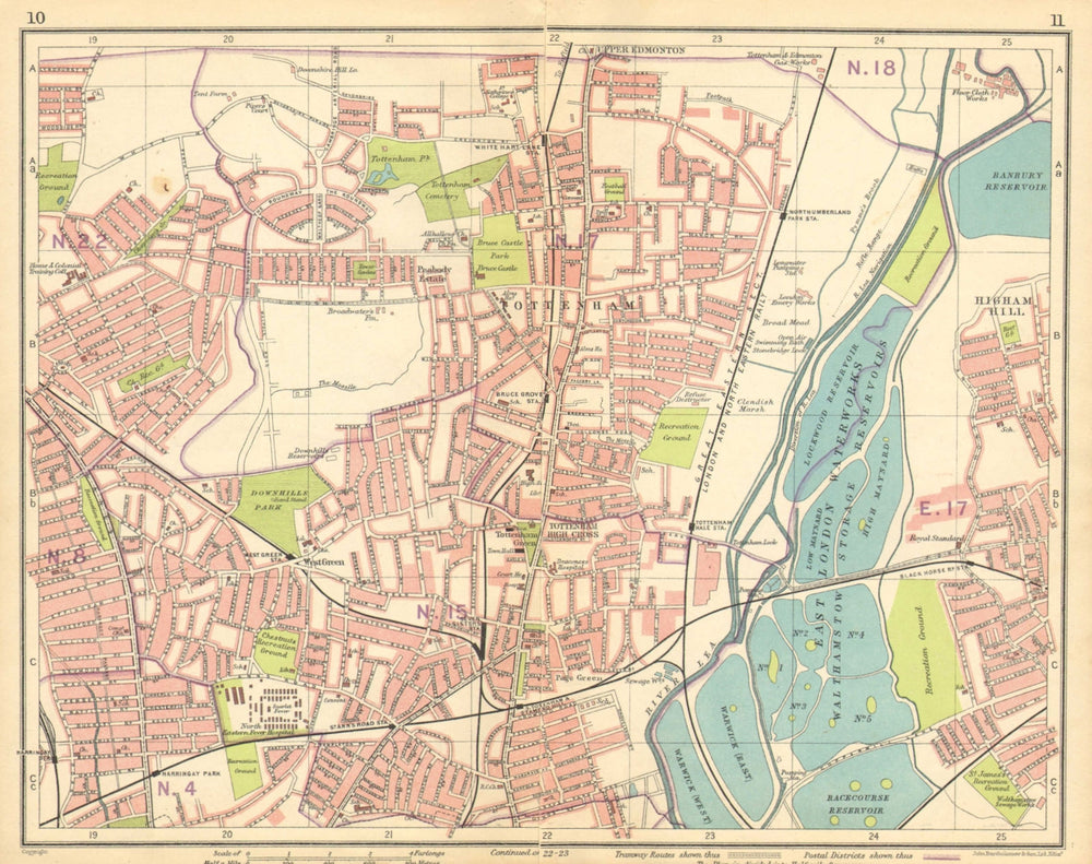LONDON N. Wood Green Tottenham Harringay Higham Hill Upper Edmonton 1925 map