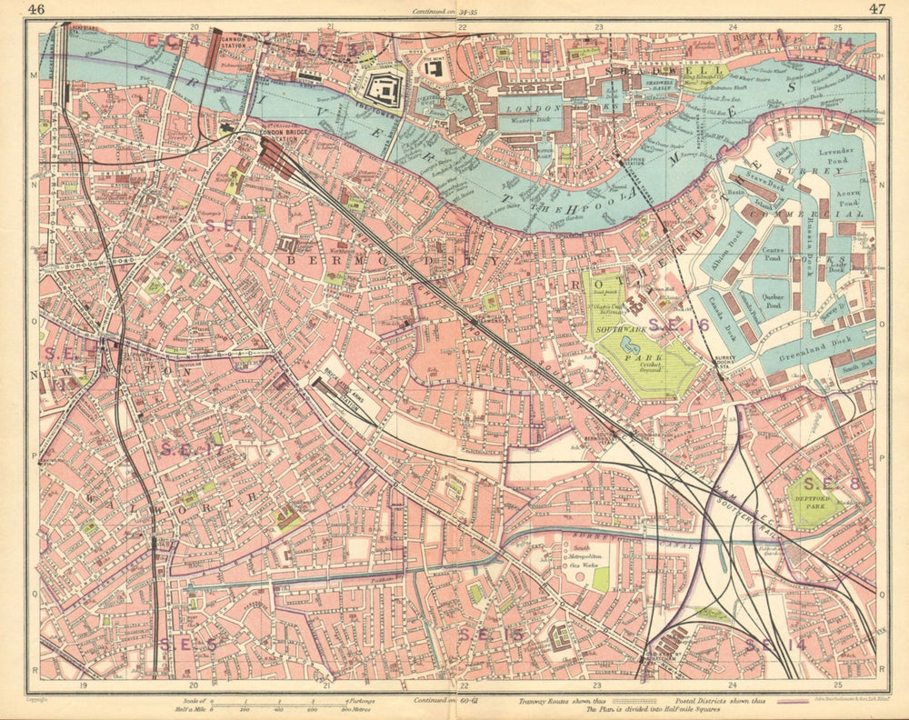 LONDON.Newington Rotherhithe Bermondsey Shadwell Borough Surrey Docks 1925 map