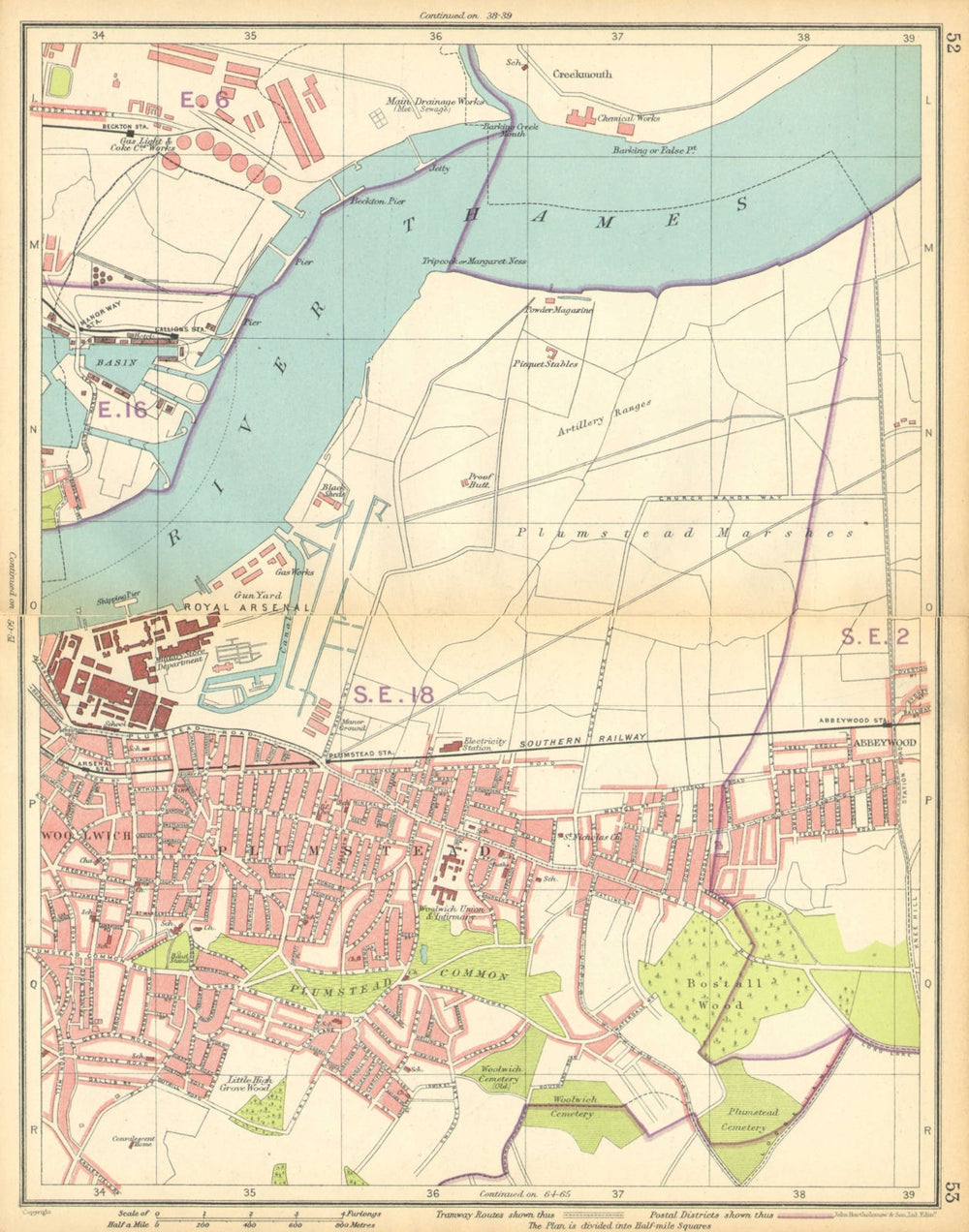 LONDON E. Plumstead Woolwich Arsenal Abbey Wood Beckton Manor Way 1925 old map