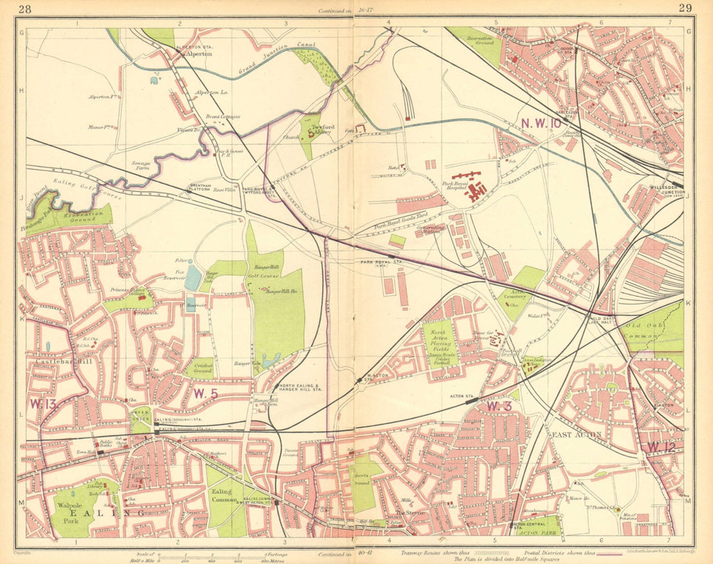 LONDON W.Harlesden Willesden Jnctn Acton Ealing Alperton Park Royal 1930 map