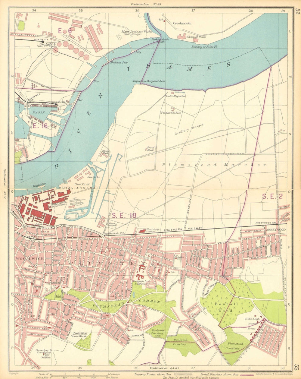 LONDON E. Plumstead Woolwich Arsenal Abbey Wood Beckton Manor Way 1930 old map