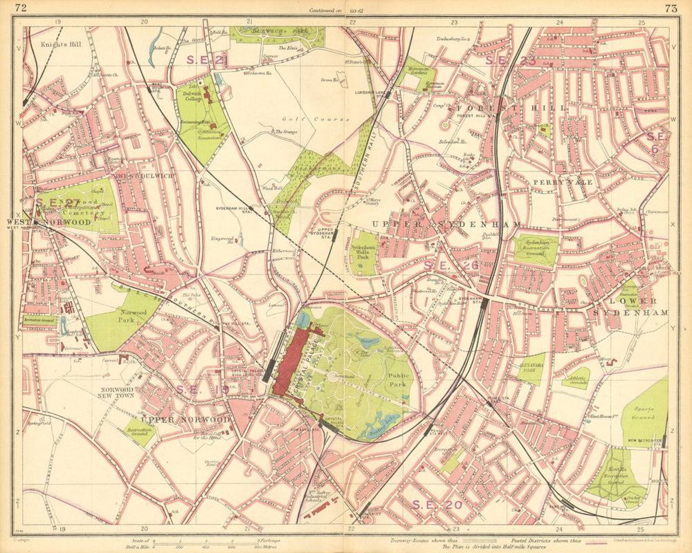 LONDON S. Norwood Sydenham Dulwich Forest Hill Penge Perryvale 1930 old map