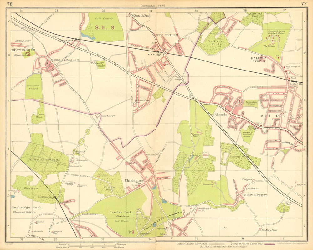 LONDON SE. Chislehurst Sidcup Eltham Mottingham Elmstead Wood 1930 old map
