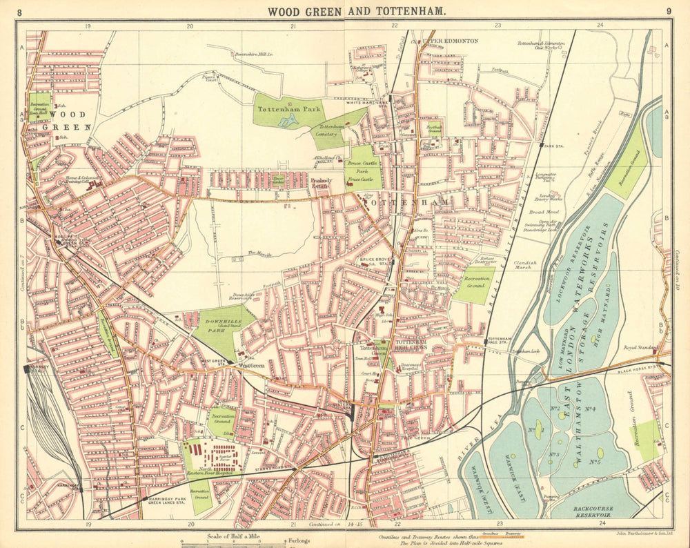 LONDON N. Wood Green Tottenham Harringay Higham Hill Upper Edmonton 1921 map