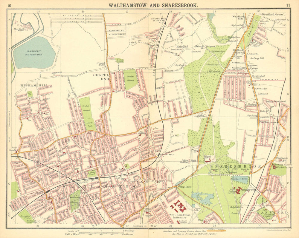 LONDON NE.Walthamstow Snaresbrook Wanstead Higham Hill Woodford Green 1921 map