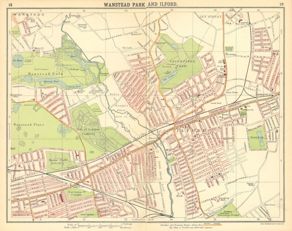 LONDON NE. Wanstead Ilford Manor Park Seven Kings Wood Grange 1921 old map
