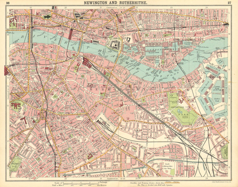 LONDON.Newington Rotherhithe Bermondsey Shadwell Borough Surrey Docks 1921 map