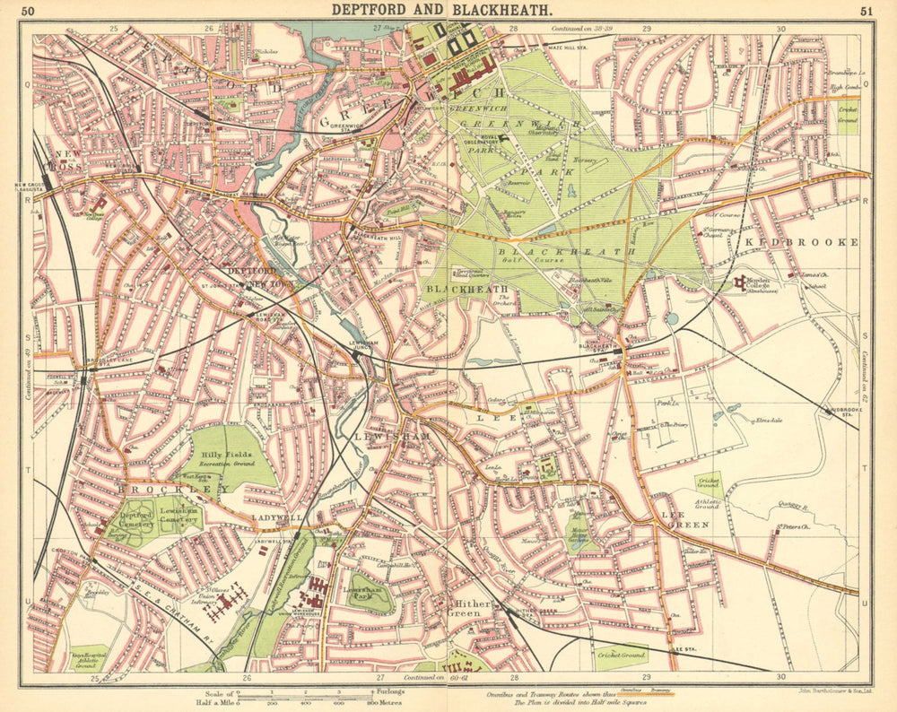 LONDON SE. Deptford Blackheath Greenwich Kidbrooke Brockley New Cross 1921 map