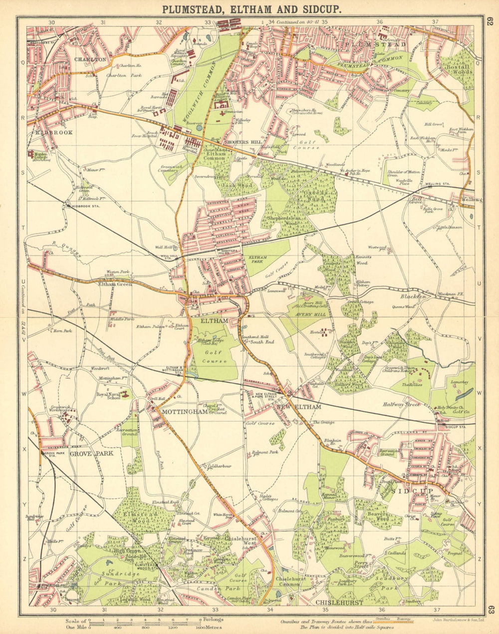 LONDON SE. Plumstead Eltham Sidcup Mottingham Kidbrook Chislehurst 1921 map