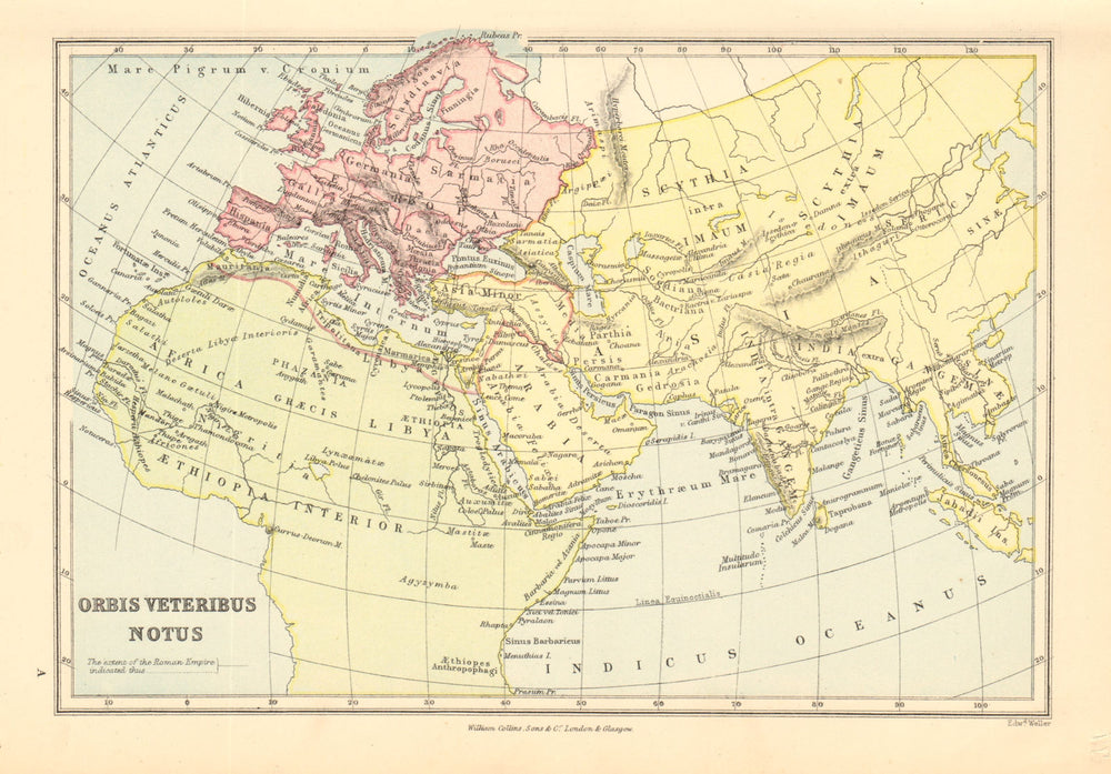 ANCIENT WORLD. 'Orbis Veteribus Notus'. BARTHOLOMEW 1876 old antique map chart