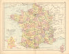 'France'. Railways. Departements. BARTHOLOMEW 1876 old antique map plan chart