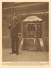 London Stone, St Swithin's, Cannon Street. Policeman 1926 old vintage print