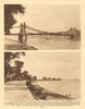 The Thames tow-path at Putney Bridge & Hammersmith 1926 old vintage print