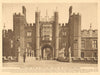 Wolsey's west façade, Hampton Court Palace & the disinterred bridge 1926 print