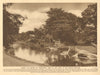 The Crystal Palace lake, Sydenham. Dinosaurs 1926 old vintage print picture