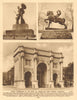 Hyde Park landmarks. Marble Arch. Achilles. Physical Energy 1926 old print