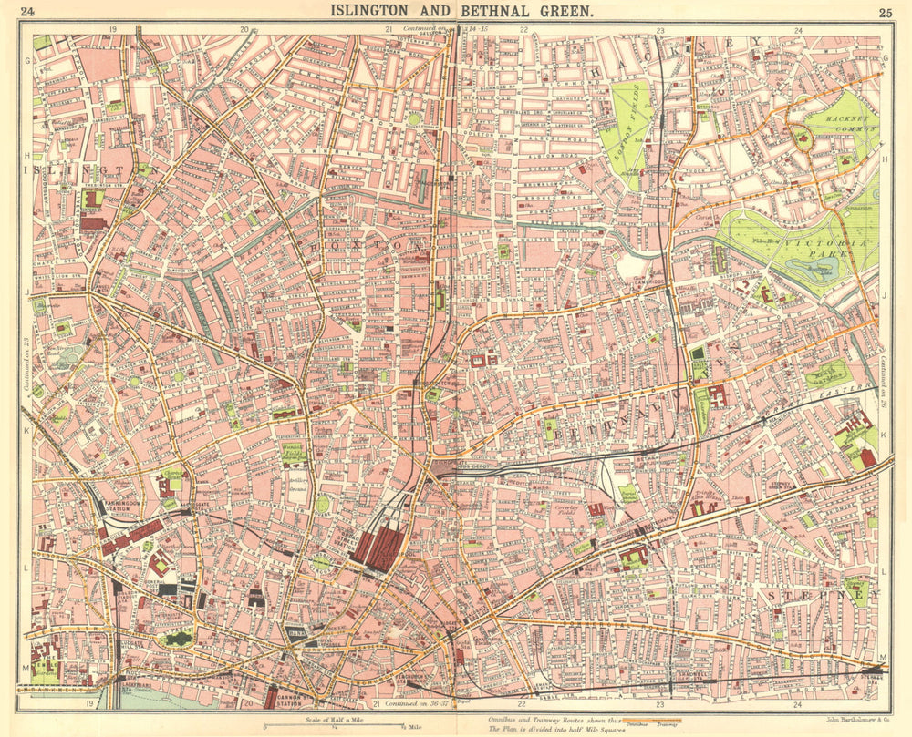 LONDON E.Islington Bethnal Green Hoxton City Stepney Shadwell Hackney 1917 map