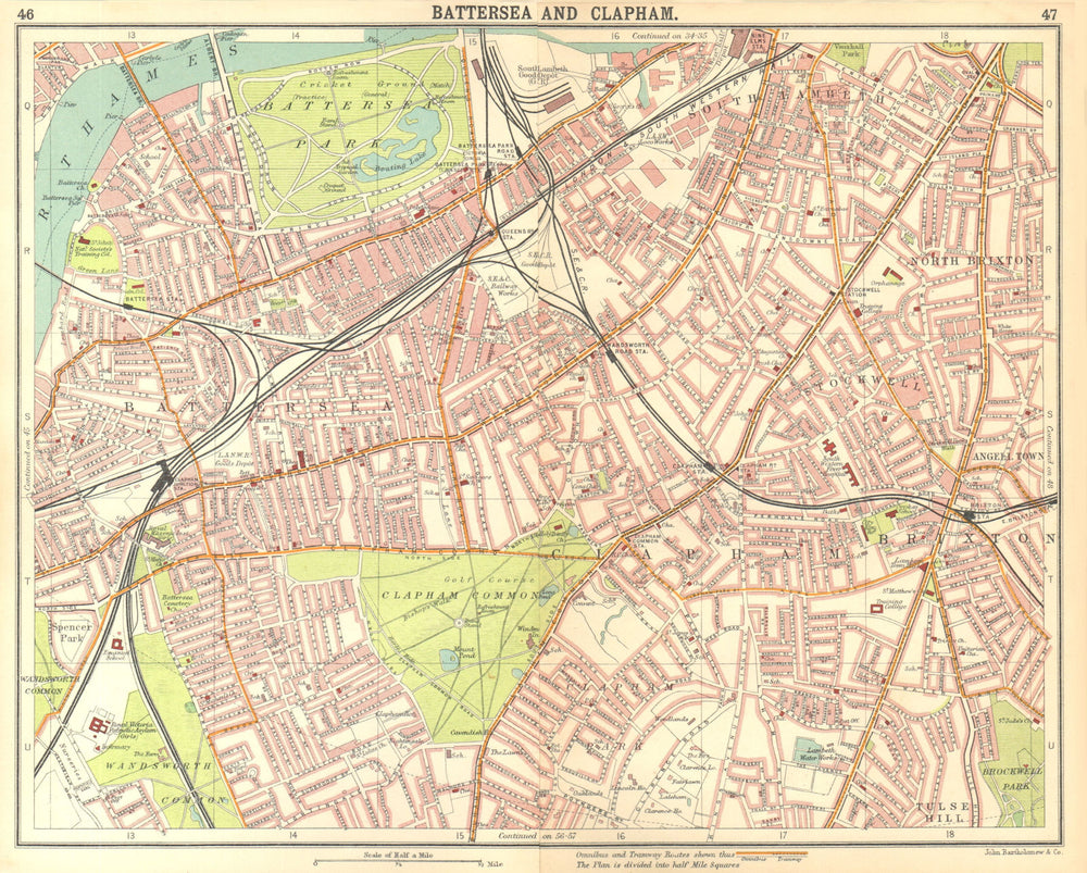 LONDON S. Battersea Clapham Stockwell Brixton Lambeth Balham Tulse H 1917 map