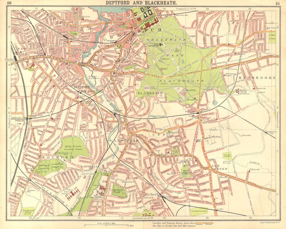 LONDON SE. Deptford Blackheath Greenwich Kidbrooke Brockley New Cross 1917 map
