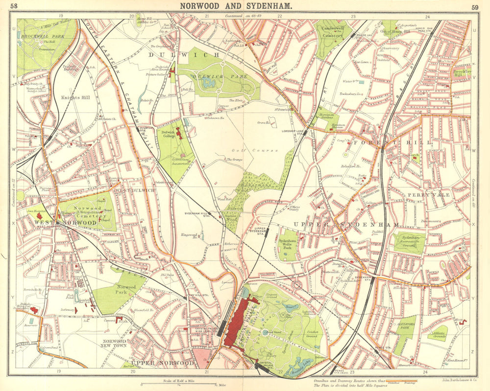 LONDON S. Norwood Sydenham Dulwich Forest Hill Penge Perryvale 1917 old map