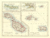 EUROPEAN ISLANDS.Malta Gozo Crete Capri Jersey Guernsey Sark.  JOHNSTON 1906 map
