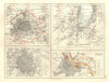 EUROPEAN CITIES. Environs of Paris Brussels Amsterdam Geneva. JOHNSTON 1920 map