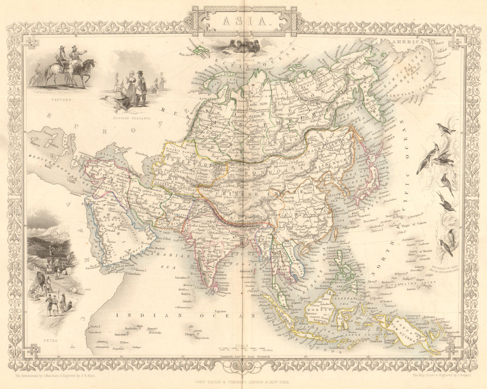 ASIA. Tartary Siam Persia Cabool Cochinchina East Indies.TALLIS/RAPKIN 1849 map