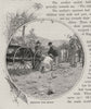 Mending the Buggy. Australia 1890 old antique vintage print picture
