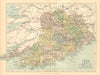 COUNTY CORK. Antique county map. Munster. Ireland. BARTHOLOMEW c1902 old