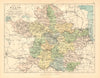 COUNTY MEATH. Antique county map. Leinster. Ireland. BARTHOLOMEW c1902 old