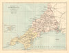 CORNWALL. Antique county map. Railways roads canals. Constituencies. PHILIP 1884