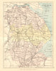 LINCOLNSHIRE. Antique county map. Railways canals. Constituencies. PHILIP 1884