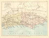 SUSSEX. Antique county map. Railways roads canals. Constituencies. PHILIP 1884