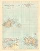 CHANNEL ISLANDS. Antique map. Jersey Guernsey Sark Alderney. PHILIP 1884