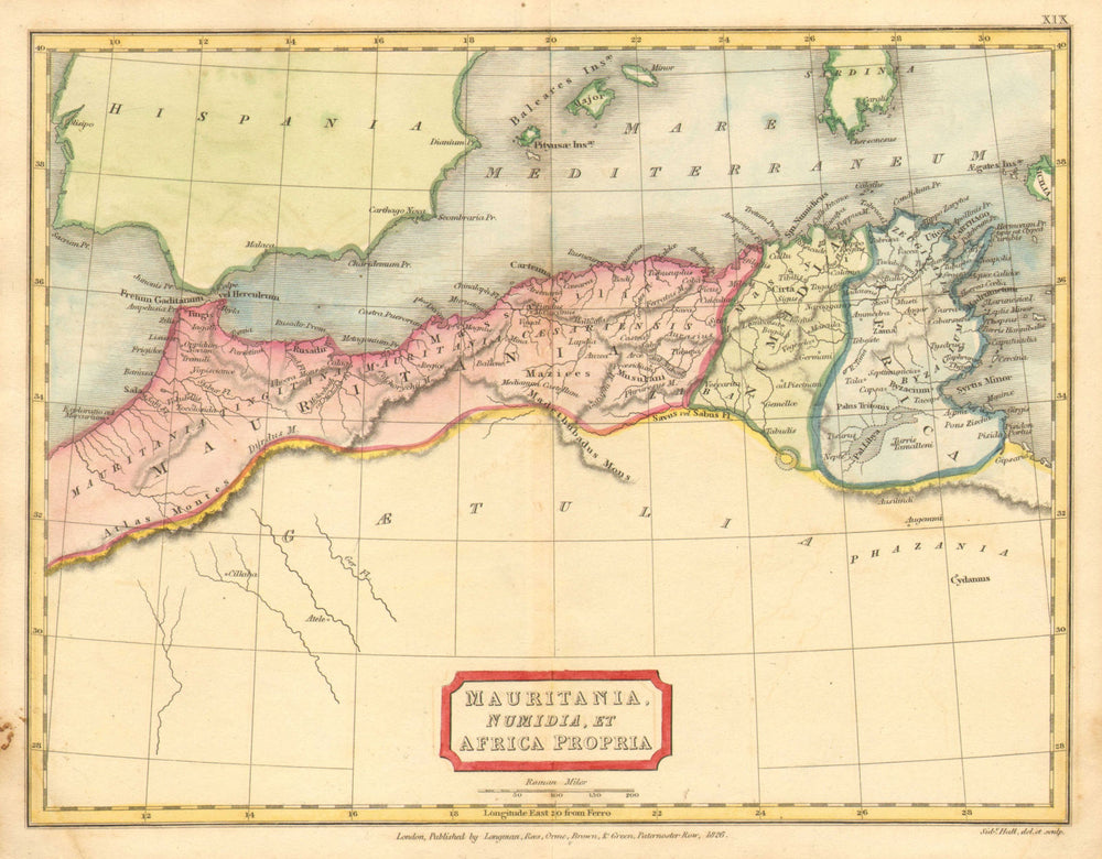 'Mauritania, Numidia, et Africa Propria'. HALL. North Africa Maghreb 1826 map