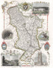 Derbyshire antique hand-coloured county map. Railways. MOULE c1840 old