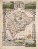 Rutlandshire antique county map hand coloured in outline. MOULE c1840 old