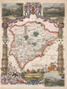 Rutlandshire antique hand-coloured county map. Orange & mauve. MOULE c1840