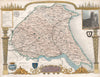Yorkshire East Riding antique hand-coloured county map. Railways. MOULE c1840