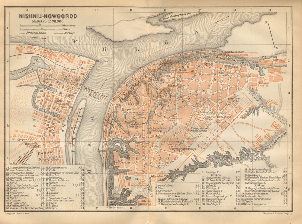 Nizhny Novgorod town/city plan. Russia. Nishnij-Nowgorod. BAEDEKER 1912 map
