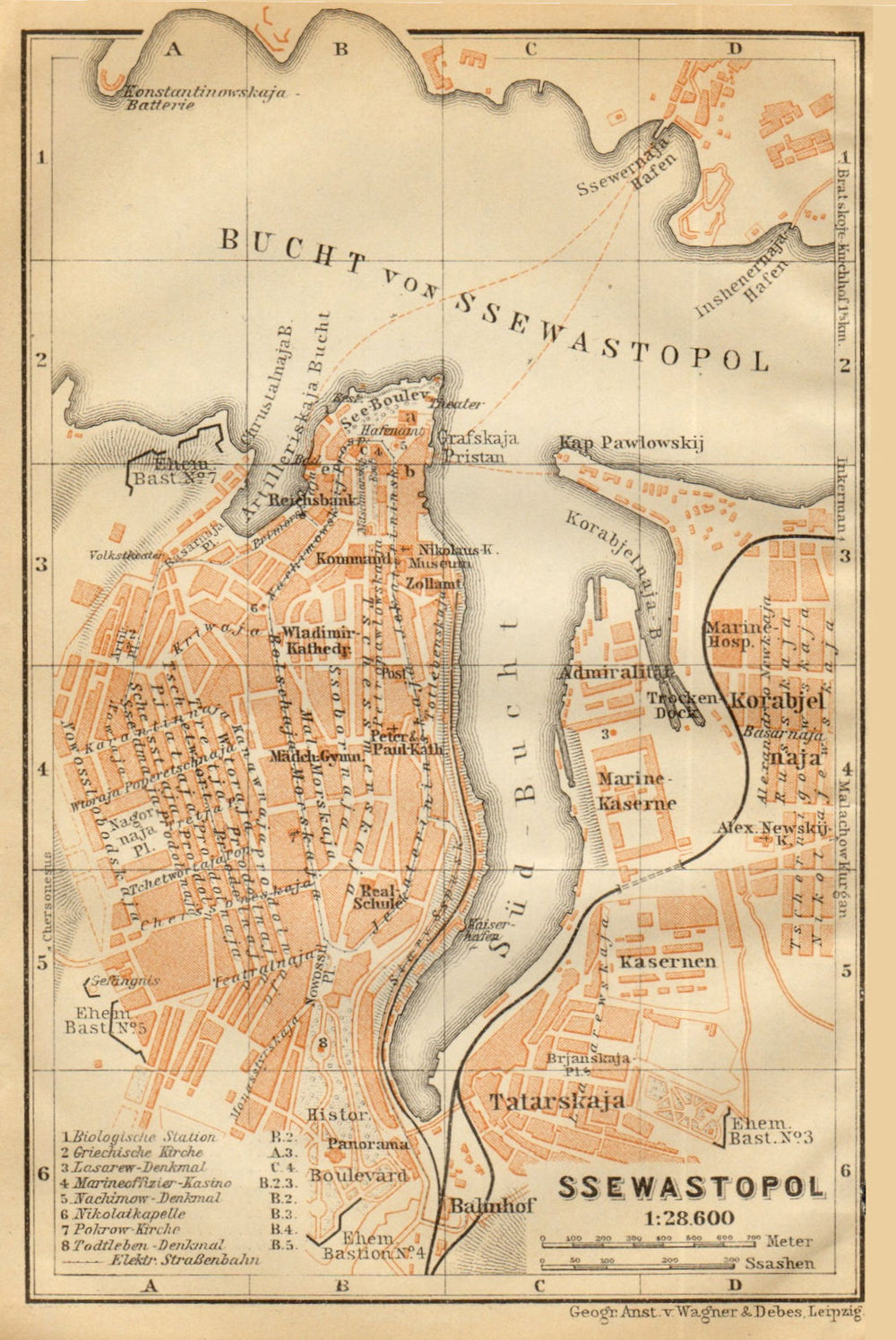 Sevastopol/Sebastopol town/city plan. Ukraine. Ssewastopol. BAEDEKER 1912 map