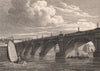 Waterloo Bridge, London. Antique engraved print 1817 old picture