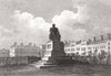 Charles James Fox statue, Bloomsbury Square, London. Antique engraved print 1817