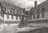 The Cloisters, Lambeth Palace, London. Antique engraved print 1817 old