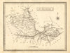 Antique county map of Berkshire by John Heywood. Railways & coach roads c1864