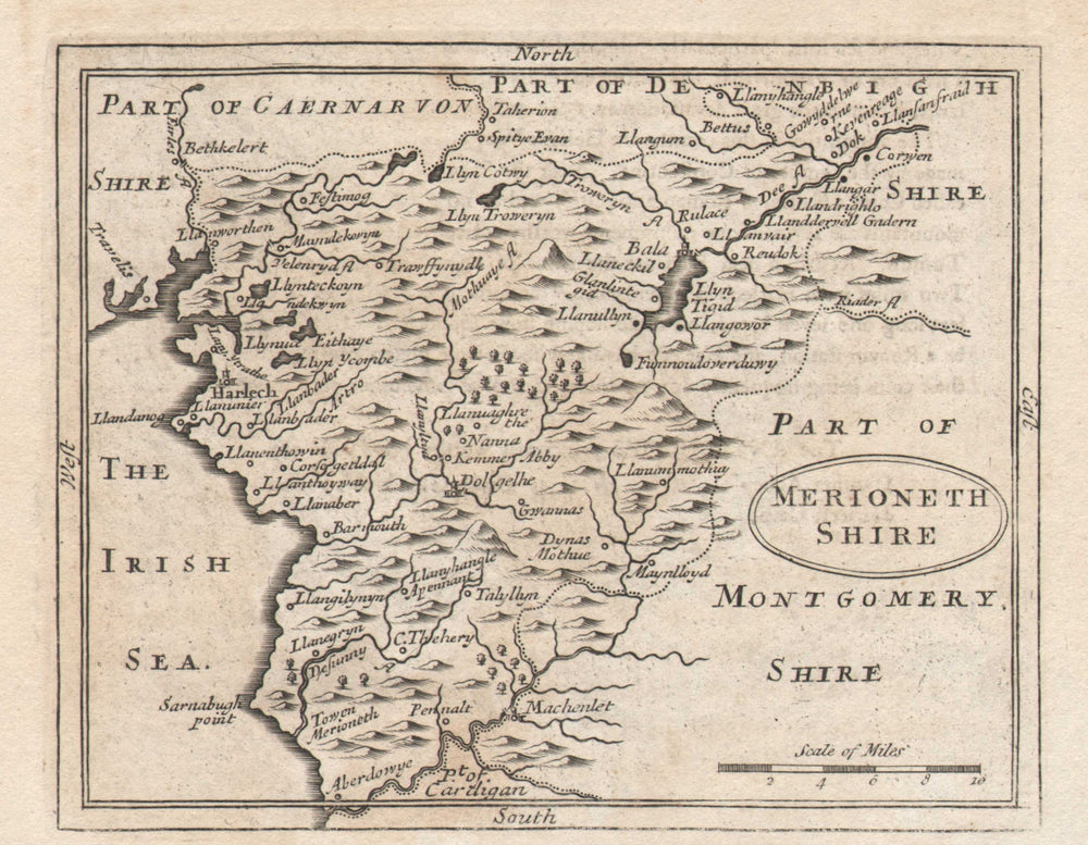 Antique county map of Merionethshire by John Seller / Francis Grose c1780